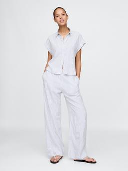 Linen-Blend Easy Wide-Hem Pants