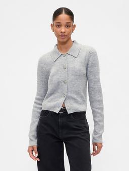 Fitted Cropped Collared Cardigan