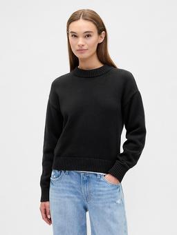 Relaxed Cable-Knit Crewneck Sweater