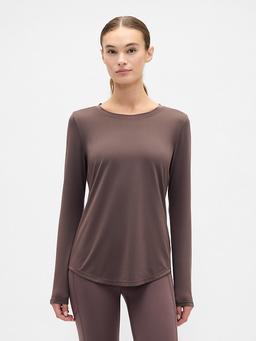 GapFit Brushed Jersey Curved-Hem T-Shirt