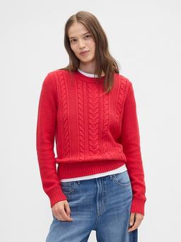 Cable-Knit Crewneck Sweater