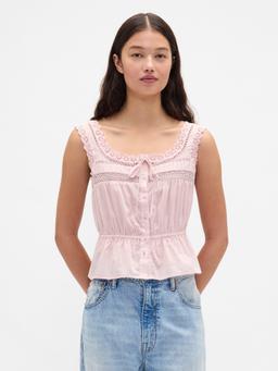 Lace-Trim Peplum Crop Top