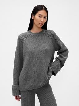 CashSoft Shaker-Stitch Boyfriend Sweater