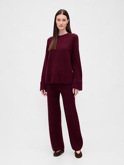 CashSoft Shaker-Stitch Sweater Pants