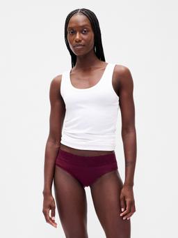 Organic Stretch Cotton Lace-Trim Hipster