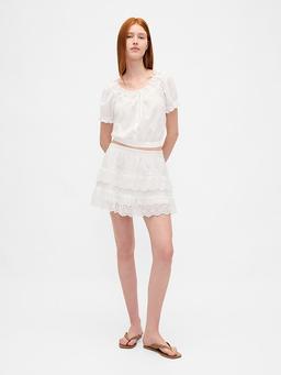 Eyelet Ruffle Mini Skort