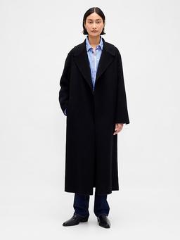 Wool-Blend Wrap Coat