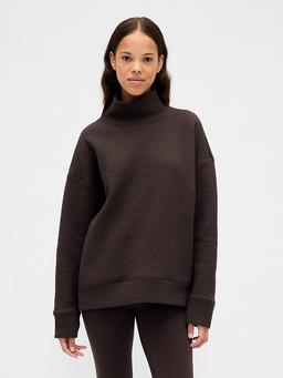 GapFit Quilted Jacquard Knit Funnel-Neck Pullover
