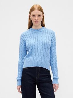 Relaxed Cable-Knit Crewneck Sweater