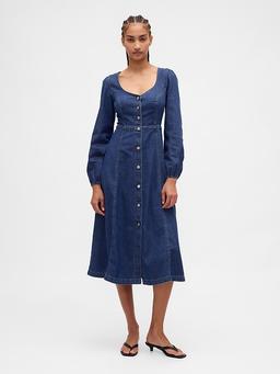 Denim Sweetheart Midi Dress