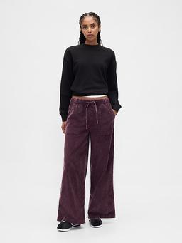 Mid Rise Corduroy Baggy Pants