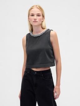 Jewel-Neck Shell Tank Top