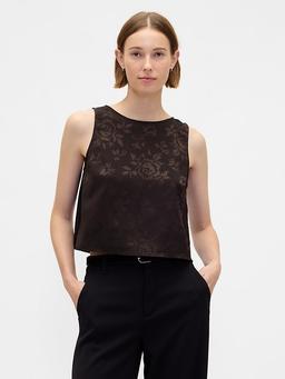Jacquard Crop Shell Tank Top