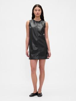 Vegan Leather Shift Mini Dress