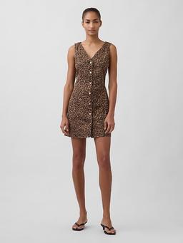 Plaid Denim V-Neck Mini Dress