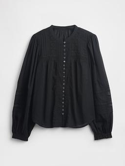 Lace-Trim Pintuck Top