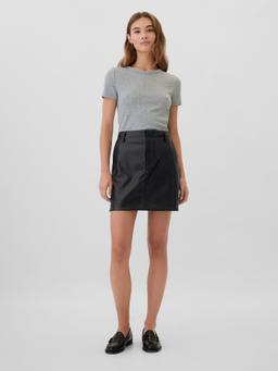 100% Recycled Vegan-Leather Midi Pencil Cargo Skirt