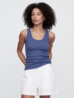 Ribbed Stripe Scoopneck Tank Top