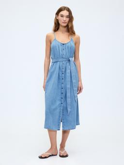 Tie-Waist Scoopneck Maxi Dress