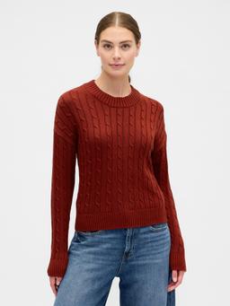 Relaxed Cable-Knit Crewneck Sweater