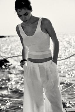 Wide-Leg Linen-Blend Pants