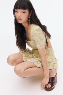 Lacing-detail cotton blouse