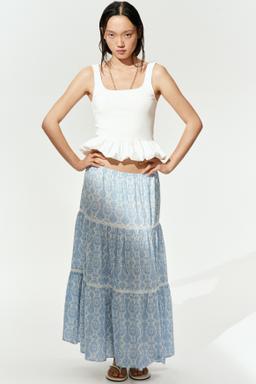 Lace-Inset Maxi Skirt