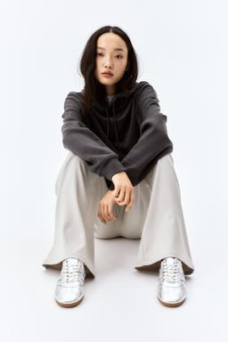 Wide-Leg Twill Pants