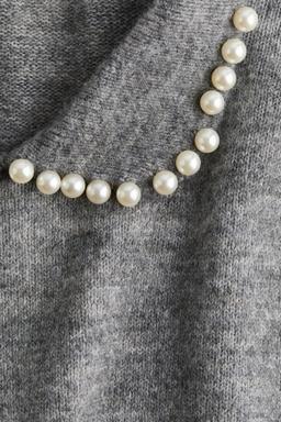 Beaded-Collar Knit Top