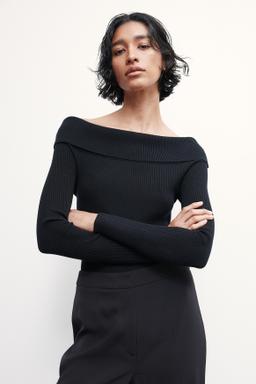 Rib-knit Off-the-shoulder Top