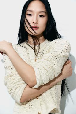 Pointelle-Knit Cardigan