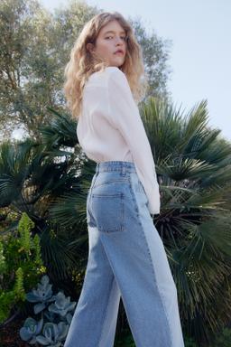 Wide-Leg Two-Toned Jeans