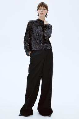 Sequined Mock Turtleneck Top