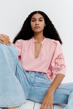 Blouse with Eyelet Embroidery