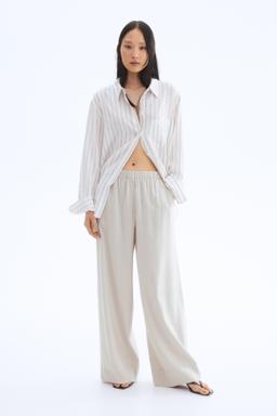 Wide-Leg Linen-Blend Pants