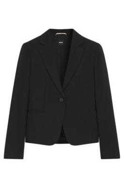 Regular-fit button-up jacket in virgin wool- Black Women's Tailored Jackets