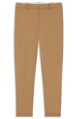 Regular-fit trousers in stretch-cotton twill- Beige Women's Formal Pants