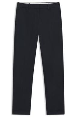 Regular-fit trousers in stretch-cotton twill- Dark Blue Women's Formal Pants