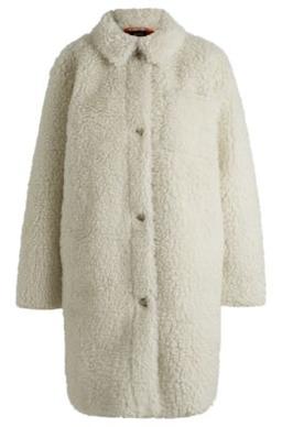 Faux-fur coat with chest pocket- White Women's Formal Coats