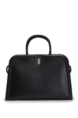 Ariell leather tote bag with detachable pouch- Black Women's Tote Bags