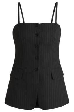 HUGO Regular-fit tailored vest in pinstripe stretch fabric - Dark Grey Women's Suits