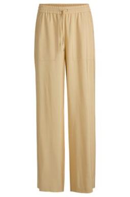 BOSS Wide-leg drawcord trousers in soft twill - Light Beige Women's Formal Pants