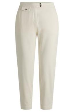 BOSS Casual chinos in stretch-cotton satin - White Women's Pants
