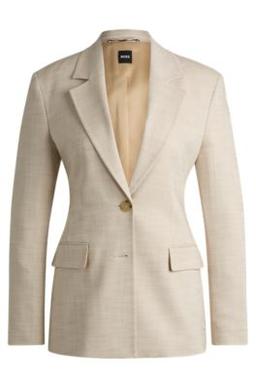 BOSS Tailored jacket in melange stretch fabric - Light Beige Women's Suits