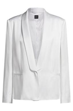 BOSS Relaxed-fit blazer with shawl lapels - White Women's Suits