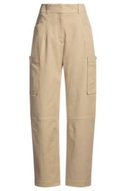 BOSS Relaxed-fit trousers in stretch-cotton twill - Beige Women's Formal Pants