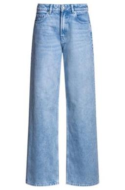 HUGO Straight-fit jeans in bright-blue rigid denim - Turquoise Women's Pants