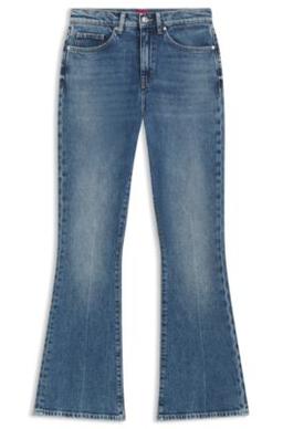 HUGO Flared-leg skinny-fit jeans in blue stretch denim - Turquoise Women's Pants