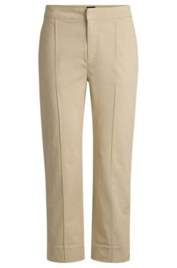 BOSS Tapered-fit chinos in stretch-cotton satin - Light Beige Women's Pants