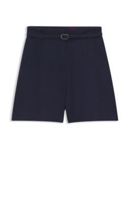 HUGO Regular-fit shorts with buckled belt - Dark Blue Women's Pants
